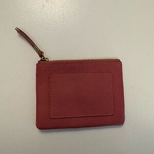 Madewell Coral Leather Zip Wallet